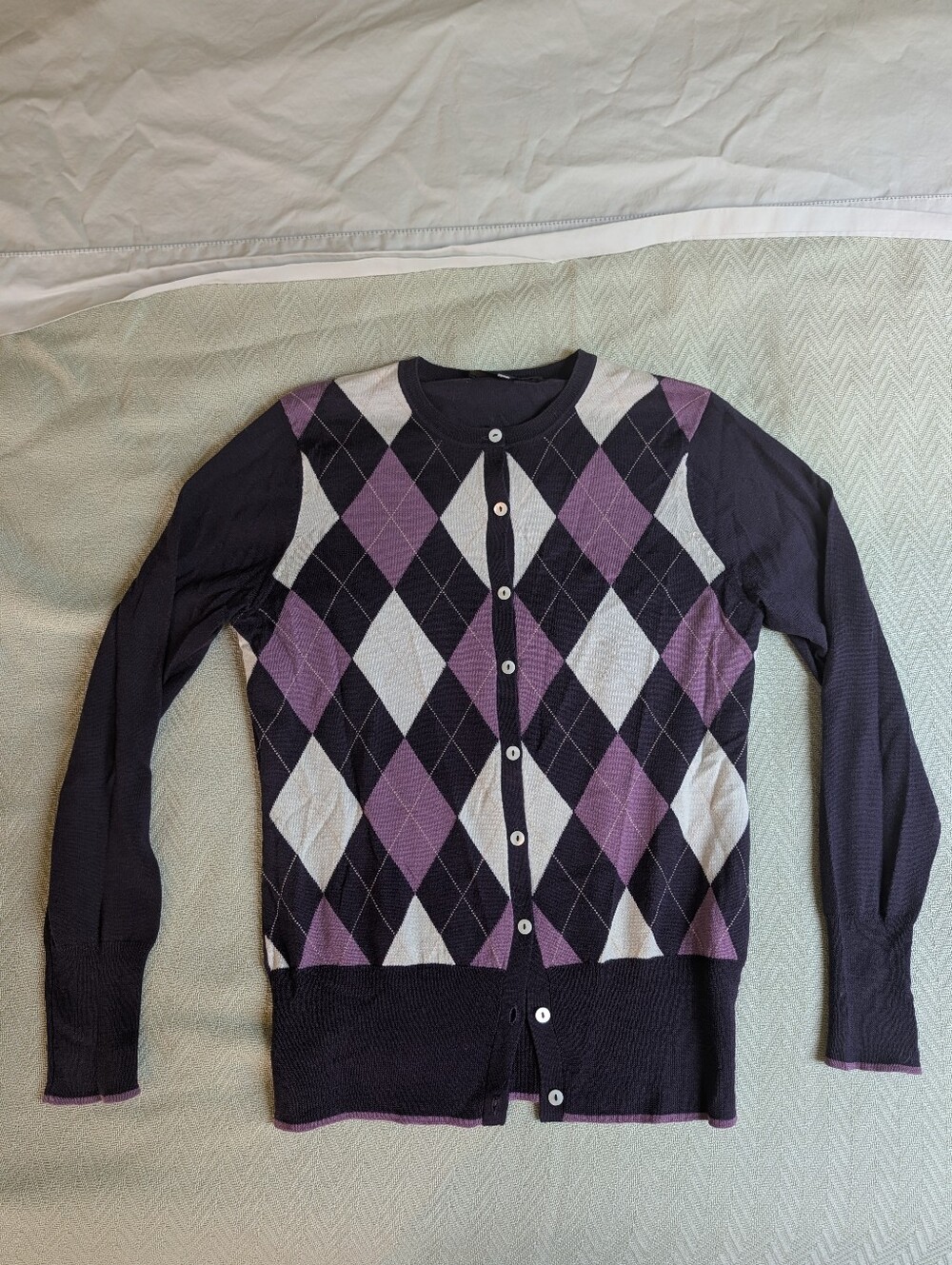 Brooks Brothers 100% Italian Merino Wool Argyle Cardigan Sz M